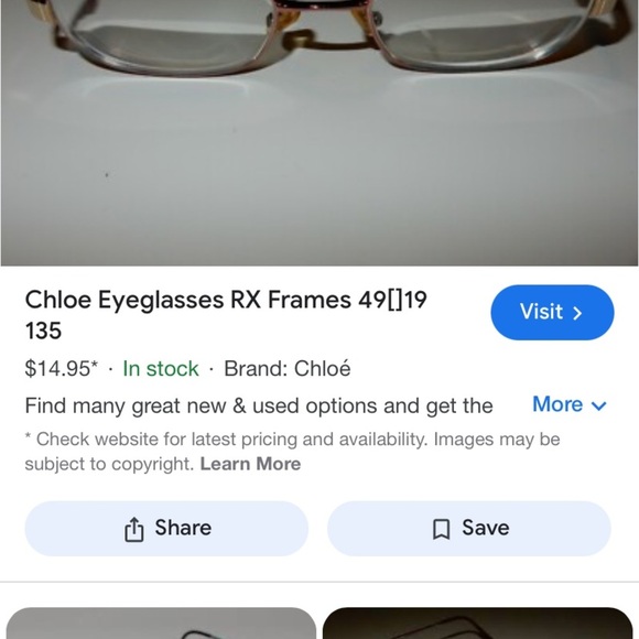 Chloe Eyeglasses Frames don’t know the prescription bought for the frames - Picture 1 of 2